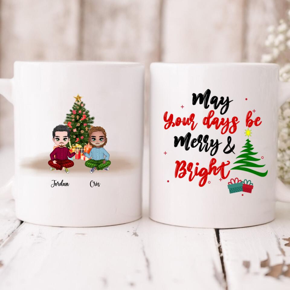 Christmas Best Friends Chibi Cute - " May Your Days Be Mery & Bright " Personalized Mug - CUONG-CML-20220108-01