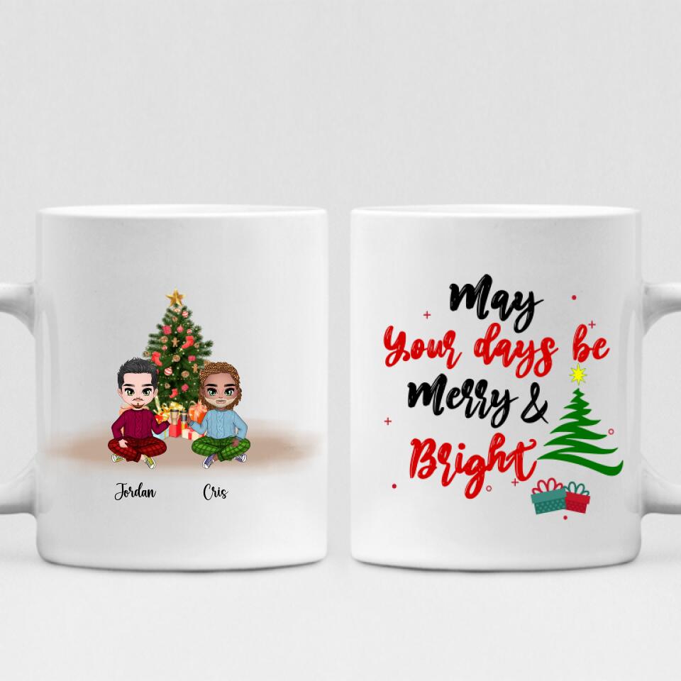 Christmas Best Friends Chibi Cute - " May Your Days Be Mery & Bright " Personalized Mug - CUONG-CML-20220108-01