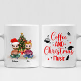 Xmas Best Friends Chibi - " Coffee & Christmas Music " Personalized Mug - VIEN-CML-20220108-01