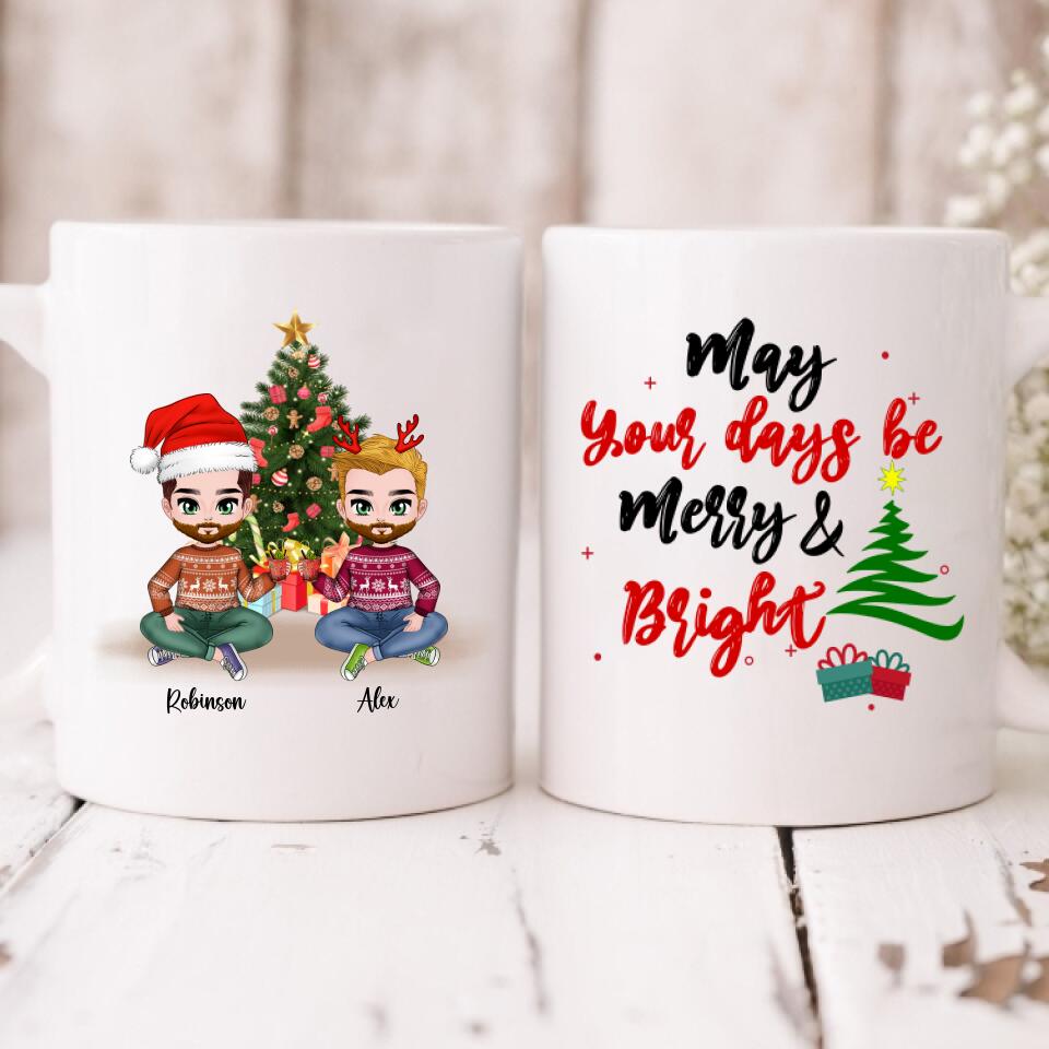 Xmas Best Friends Chibi - " May Your Days Be Mery & Bright " Personalized Mug - VIEN-CML-20220108-01