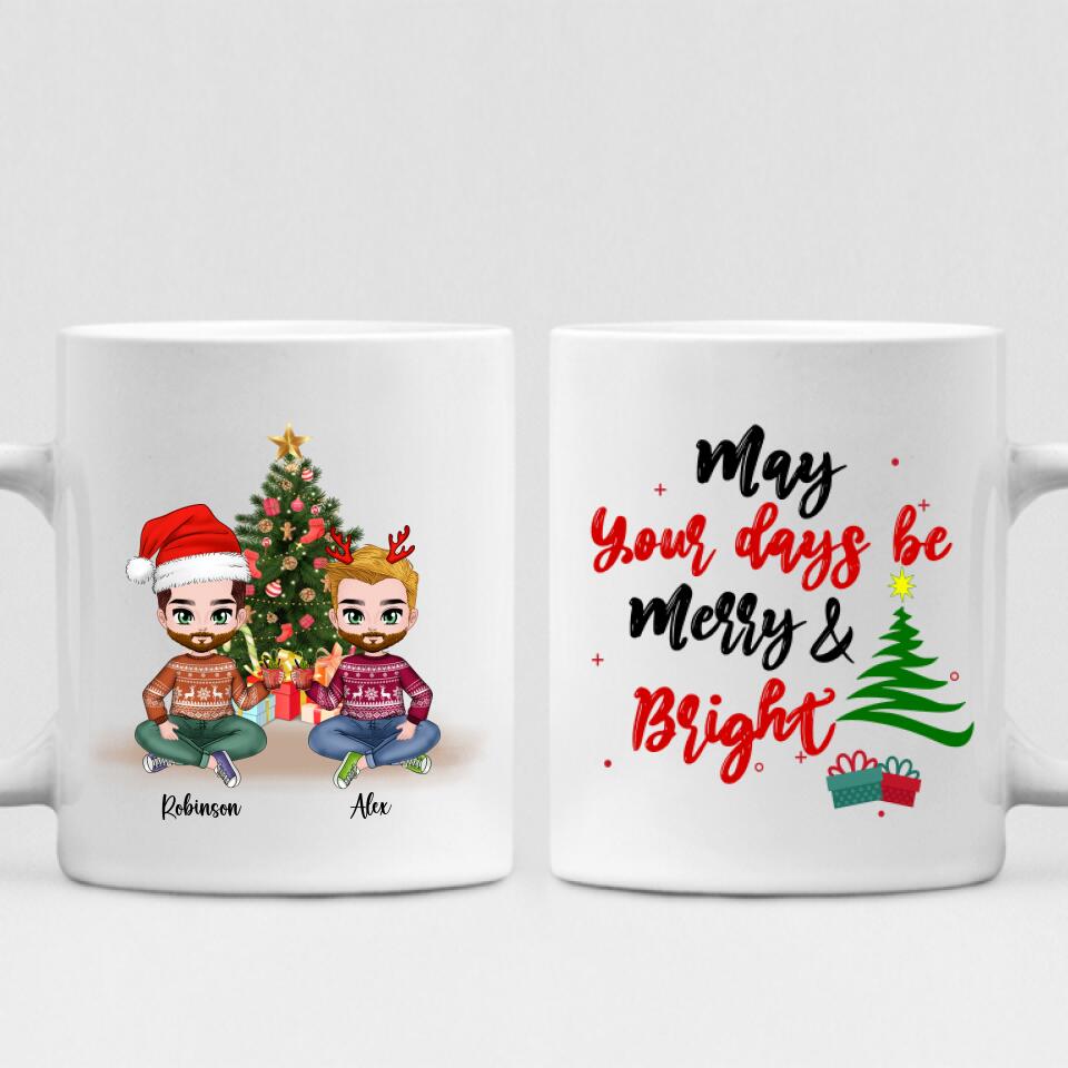 Xmas Best Friends Chibi - " May Your Days Be Mery & Bright " Personalized Mug - VIEN-CML-20220108-01