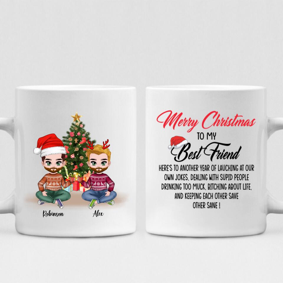 Xmas Best Friends Chibi - " Merry Christmas To My Best Friend ...! " Personalized Mug - VIEN-CML-20220108-01
