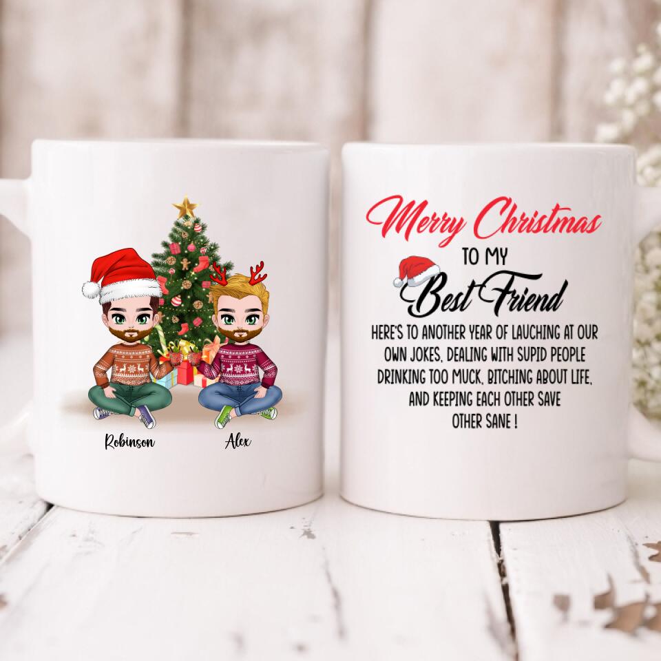 Xmas Best Friends Chibi - " Merry Christmas To My Best Friend ...! " Personalized Mug - VIEN-CML-20220108-01