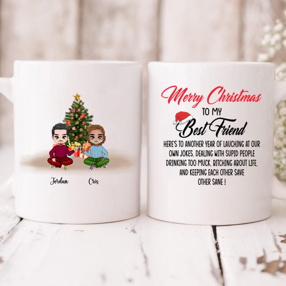 Christmas Best Friends Chibi Cute - " Merry Christmas To My Best Friend ...!  " Personalized Mug - CUONG-CML-20220108-01