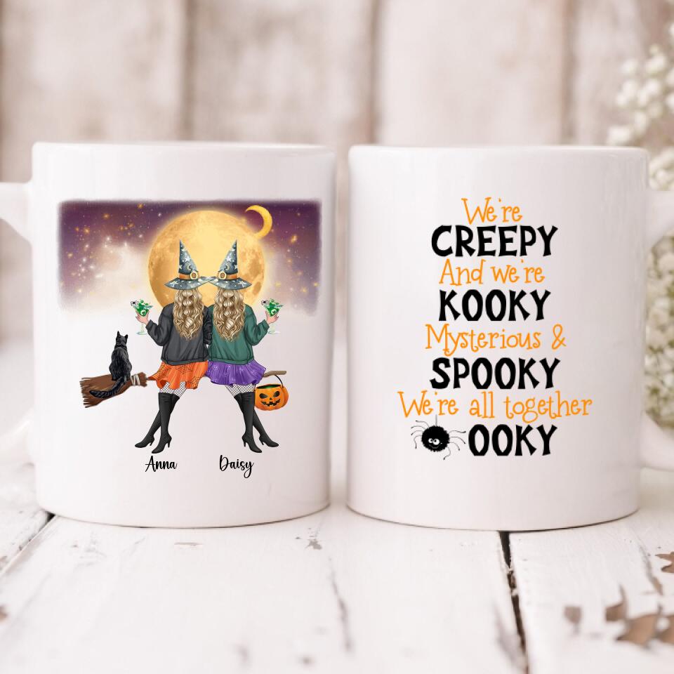 Besties Halloween Day - " We’re Creepy And We’re Kooky Mysterious & Spooky We’re All Together " Personalized Mug - VIEN-CML-20220107-02