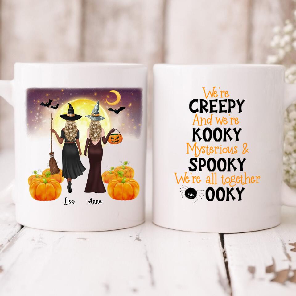 Besties Halloween - " We’re Creepy And We’re Kooky Mysterious & Spooky We’re All Together " Personalized Mug - VIEN-CML-20220105-02