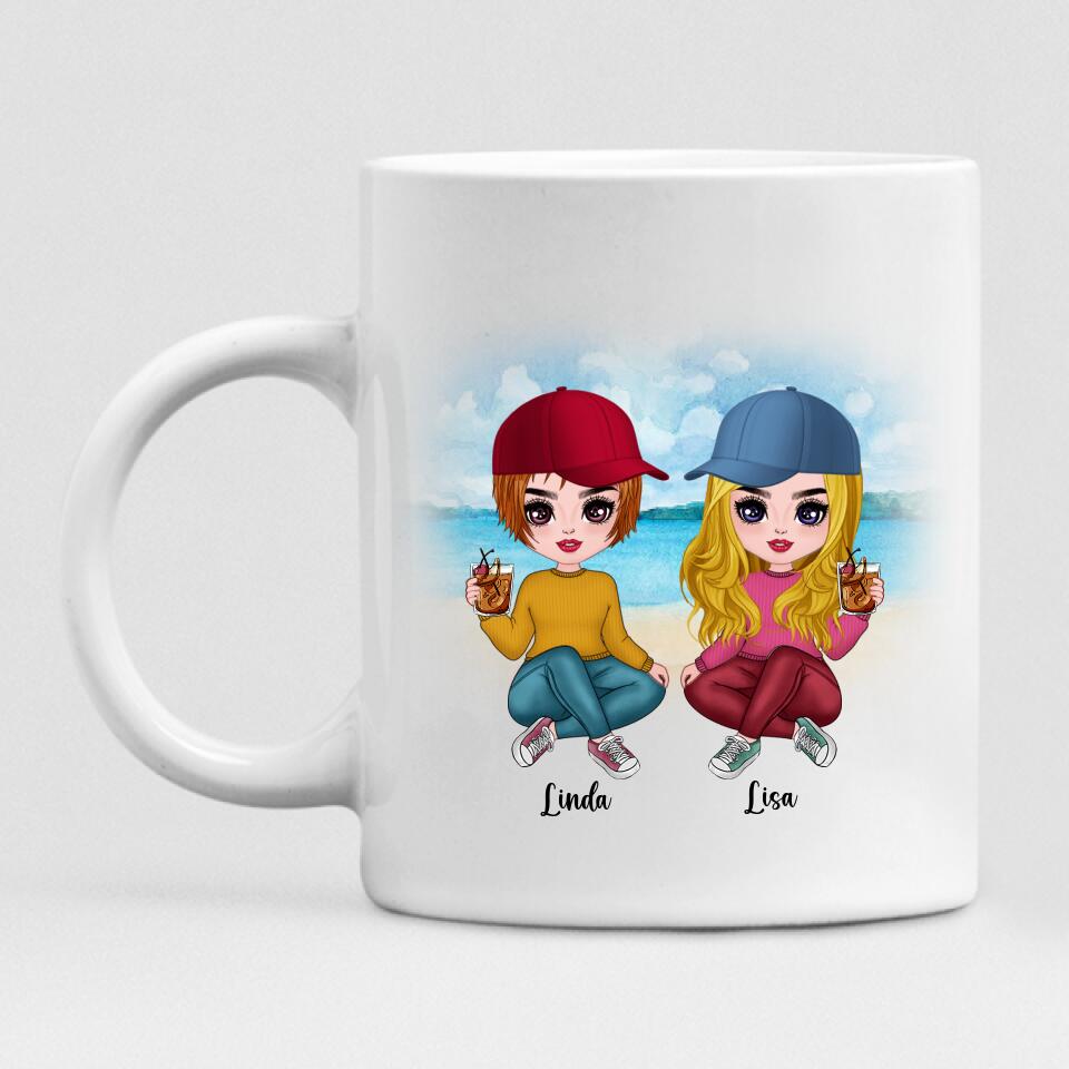 Bestie Summer Beach Chibi Cute - " I Love You To The Beach & Back " Personalized Mug - VIEN-CML-20220108-02