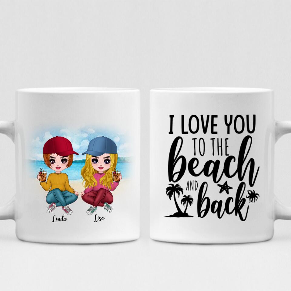 Bestie Summer Beach Chibi Cute - " I Love You To The Beach & Back " Personalized Mug - VIEN-CML-20220108-02