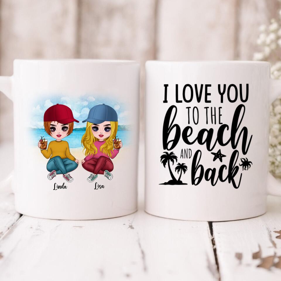 Bestie Summer Beach Chibi Cute - " I Love You To The Beach & Back " Personalized Mug - VIEN-CML-20220108-02