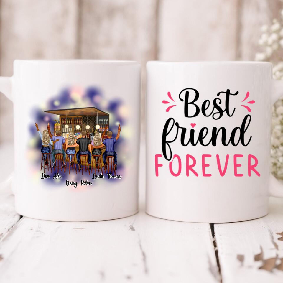 Best Friends Having Fun Pub Bar- " Best Friend Forever " Personalized Mug - VIEN-CML-20220211-01