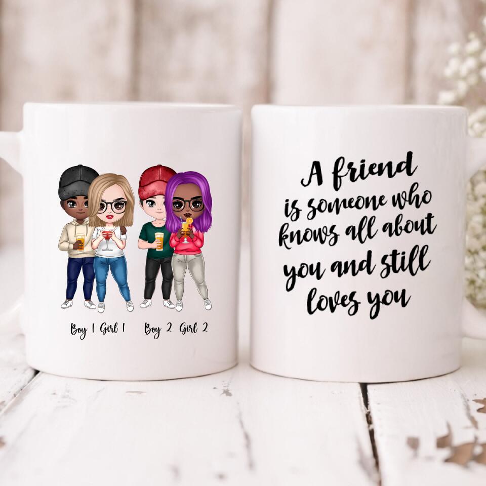 Drinking With Best Friends - " A Friend Is Someone Who Knows All About You And Still Loves You " Personalized Mug - NGUYEN-CML-20220117-01