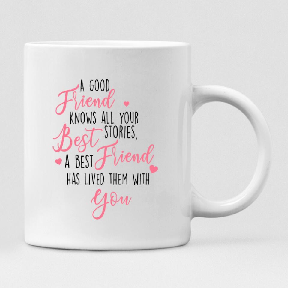 Drinking With Best Friends - " A Good Friend Knows All Your Best Stories. A Best Friend Has Lived Them With You " Personalized Mug - NGUYEN-CML-20220117-01