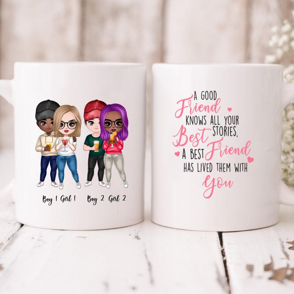 Drinking With Best Friends - " A Good Friend Knows All Your Best Stories. A Best Friend Has Lived Them With You " Personalized Mug - NGUYEN-CML-20220117-01