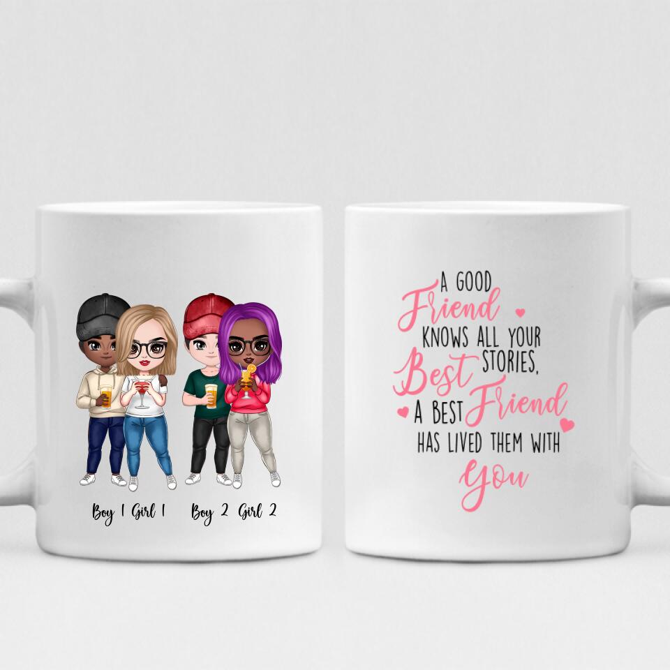 Drinking With Best Friends - " A Good Friend Knows All Your Best Stories. A Best Friend Has Lived Them With You " Personalized Mug - NGUYEN-CML-20220117-01