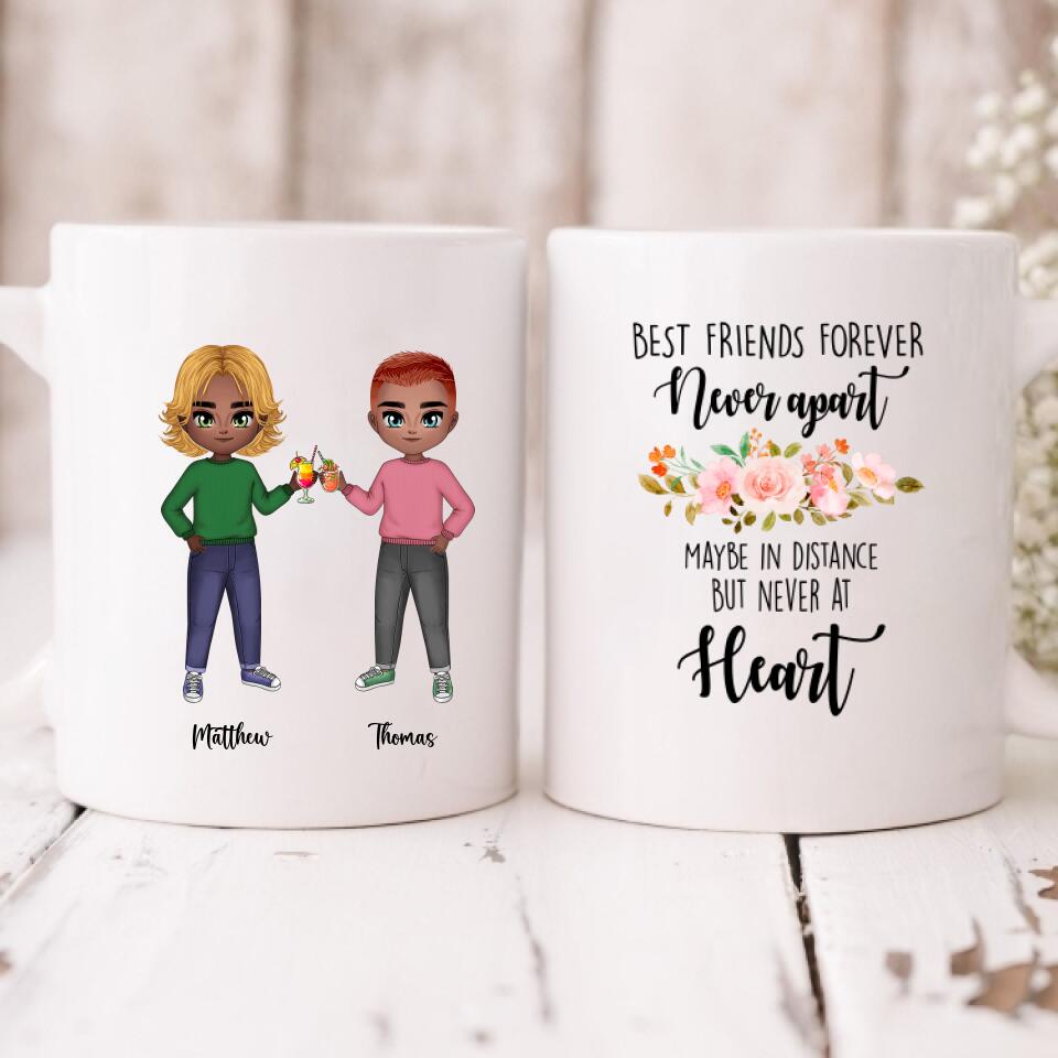Best Friend Chibi Cute - " Best Friends Forever Never Apart May Be In Distance But Never At Heart " Personalized Mug - CUONG-CML-20220107-04