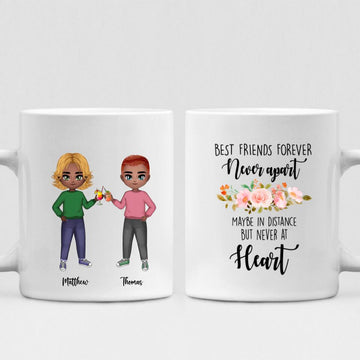 Best Friend Chibi Cute - " Best Friends Forever Never Apart May Be In Distance But Never At Heart " Personalized Mug - CUONG-CML-20220107-04