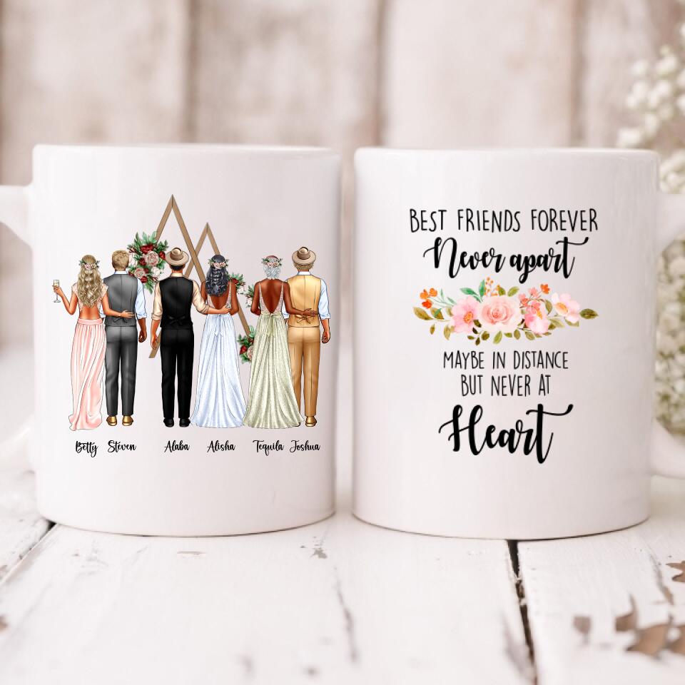 Bride And Groom Wedding - " Best Friends Forever Never Apart May Be In Distance But Never At Heart " Personalized Mug - CUONG-CML-20220115-02