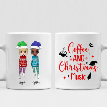 Christmas Girls Chibi Cute - " Coffee & Christmas Music " Personalized Mug - CUONG-CML-20220107-05