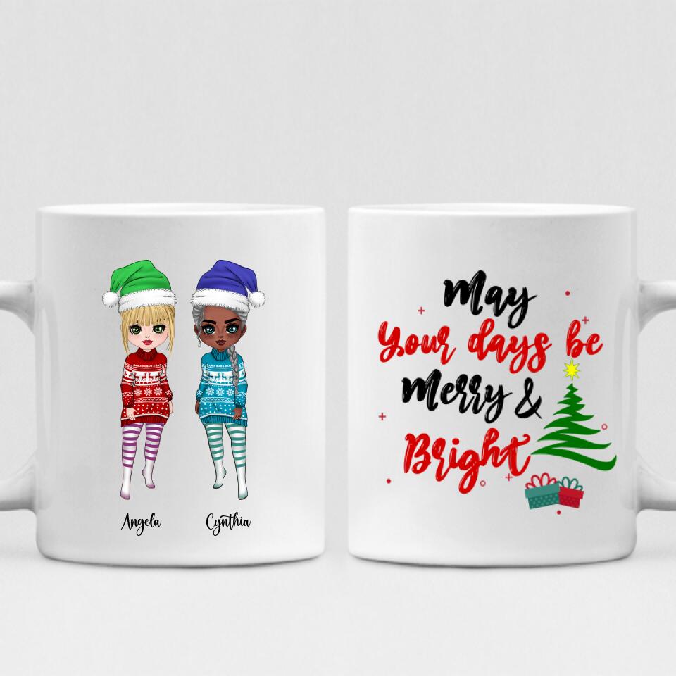 Christmas Girls Chibi Cute - " May Your Days Be Mery & Bright " Personalized Mug - CUONG-CML-20220107-05