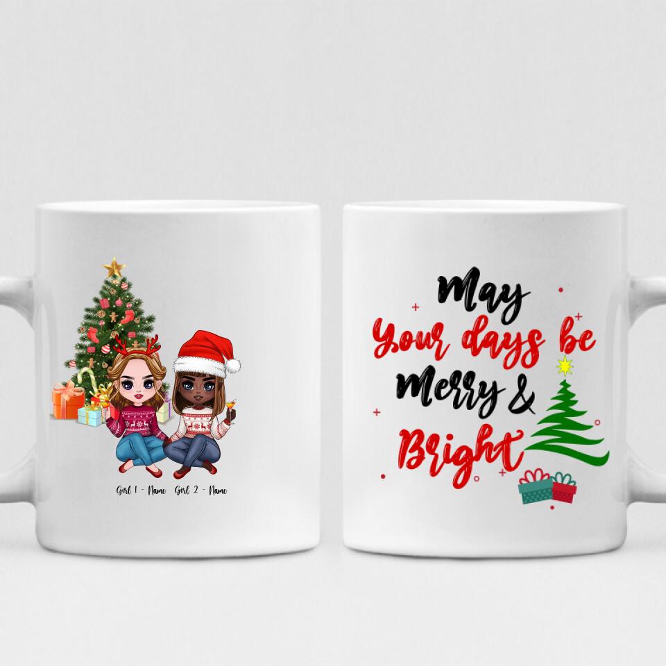 Christmas Besties Chibi Cute - " May Your Days Be Mery & Bright " Personalized Mug - NGUYEN-CML-20220112-01