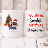 Christmas Besties Chibi Cute - " You Are My Sweetest Christmas Gingerbread " Personalized Mug - NGUYEN-CML-20220112-01