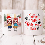 Merry Christmas Best Friends Wool Pajamas Chibi Cute - " Coffee & Christmas Music " Personalized Mug - VIEN-CML-20220108-03