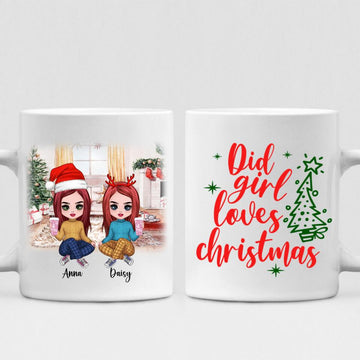 Merry Christmas Best Friends Wool Pajamas Chibi Cute - " Did Girl Loves Christmas " Personalized Mug - VIEN-CML-20220108-03