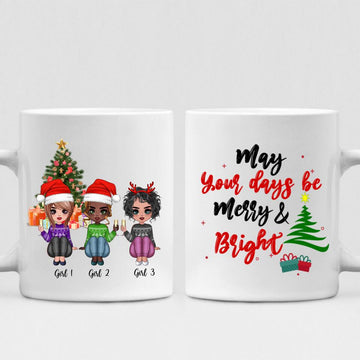 Christmas Best Friends Chibi Cute - " May Your Days Be Mery & Bright " Personalized Mug - NGUYEN-CML-20220107-02