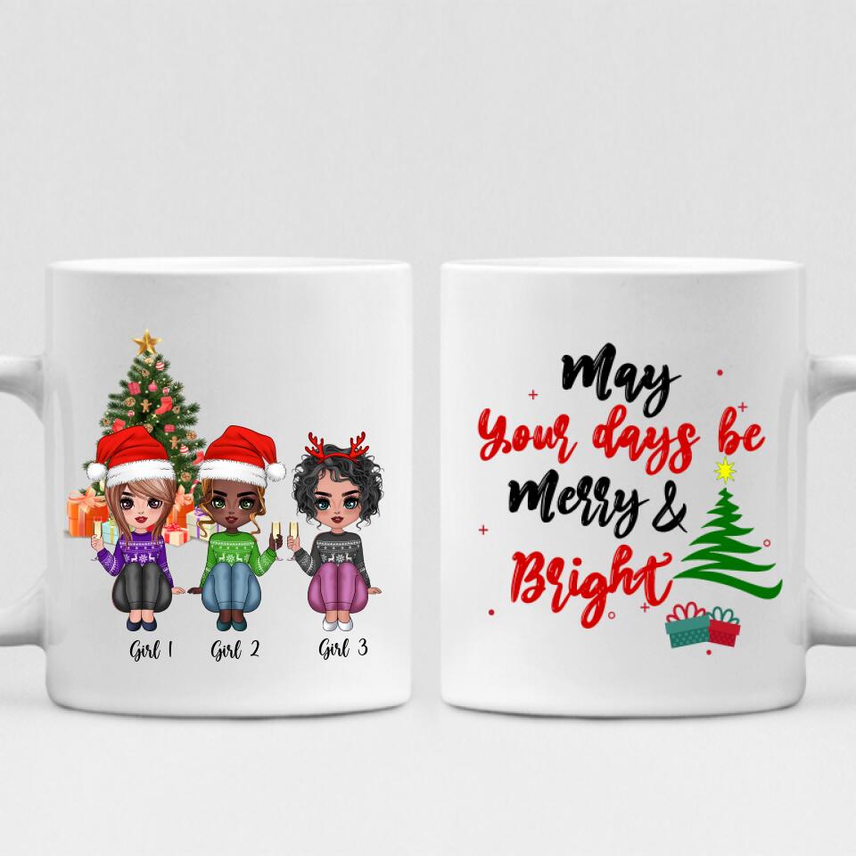 Christmas Best Friends Chibi Cute - " May Your Days Be Mery & Bright " Personalized Mug - NGUYEN-CML-20220107-02