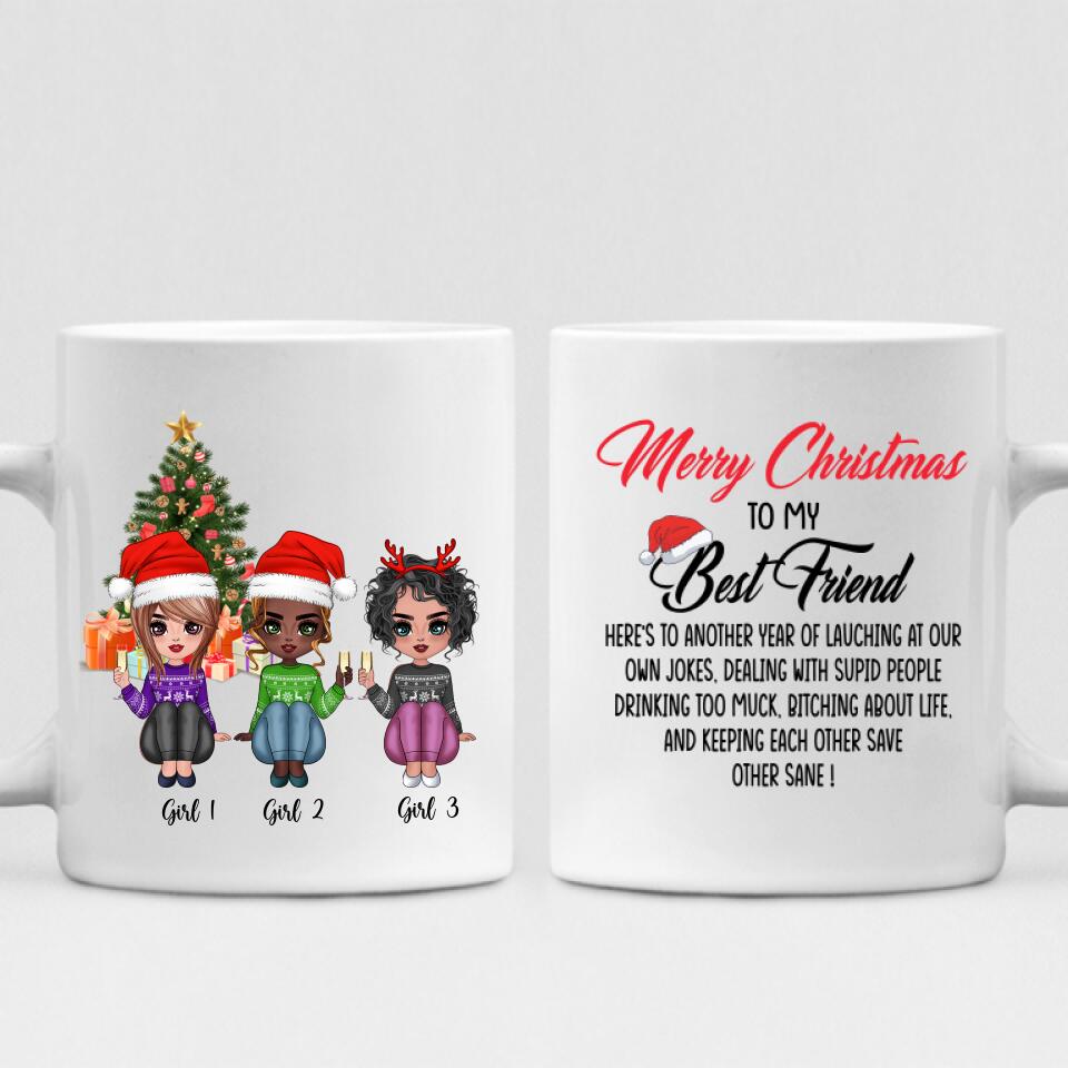 Christmas Best Friends Chibi Cute - " Merry Christmas To My Best Friend Here’s To Another Year Of... " Personalized Mug - NGUYEN-CML-20220107-02
