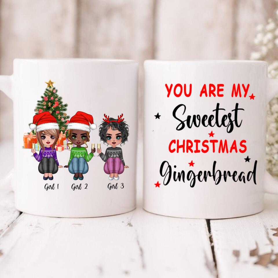 Christmas Best Friends Chibi Cute - " You Are My Sweetest Christmas Gingerbread " Personalized Mug - NGUYEN-CML-20220107-02