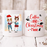 Xmas Besties Chibi Cute - " Coffee & Christmas Music " Personalized Mug - VIEN-CML-20220107-04