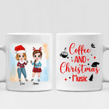 Xmas Besties Chibi Cute - " Coffee & Christmas Music " Personalized Mug - VIEN-CML-20220107-04