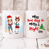 Xmas Besties Chibi Cute - " May Your Days Be Mery & Bright " Personalized Mug - VIEN-CML-20220107-04