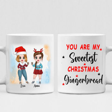 Xmas Besties Chibi Cute - " You Are My Sweetest Christmas Gingerbread " Personalized Mug - VIEN-CML-20220107-04