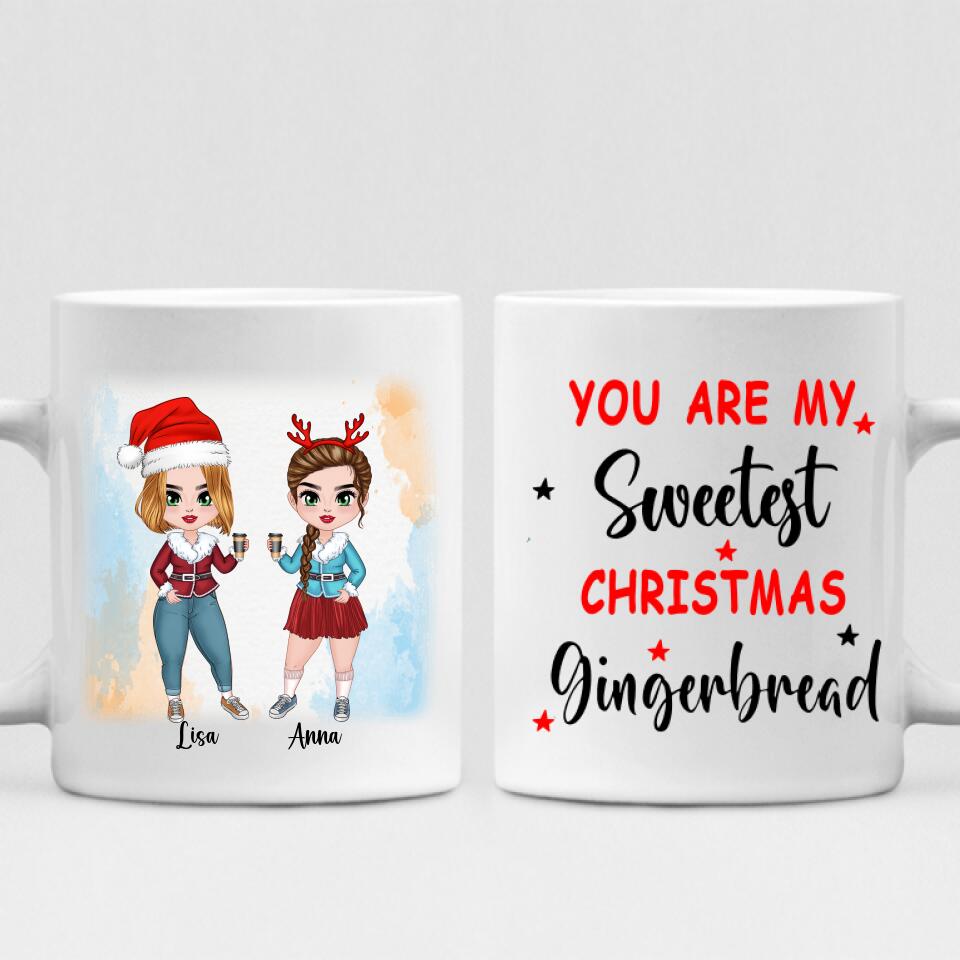 Xmas Besties Chibi Cute - " You Are My Sweetest Christmas Gingerbread " Personalized Mug - VIEN-CML-20220107-04