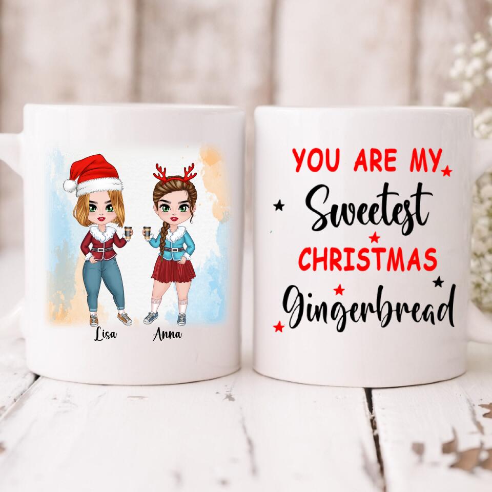 Xmas Besties Chibi Cute - " You Are My Sweetest Christmas Gingerbread " Personalized Mug - VIEN-CML-20220107-04