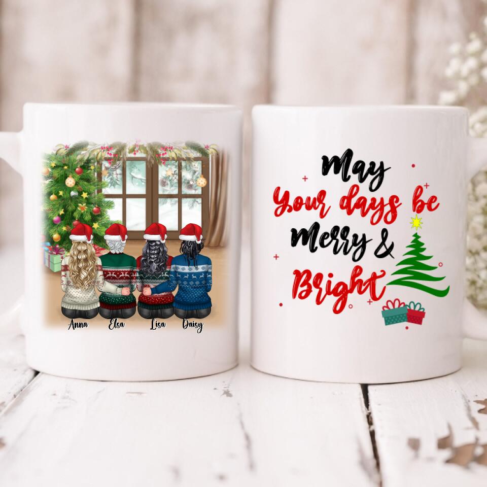 Merry Christmas Besties - " May Your Days Be Mery & Bright " Personalized Mug - VIEN-CML-20220219-01