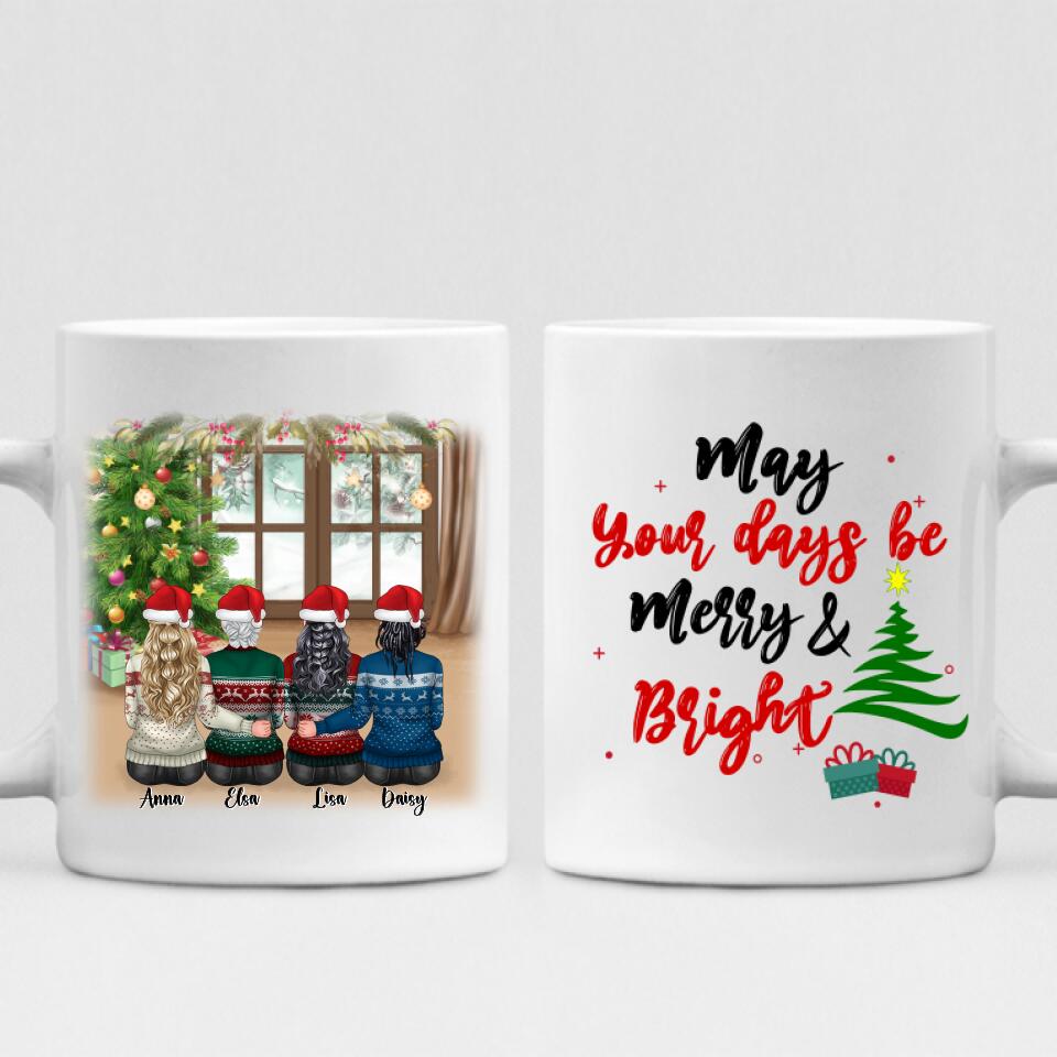 Merry Christmas Besties - " May Your Days Be Mery & Bright " Personalized Mug - VIEN-CML-20220219-01