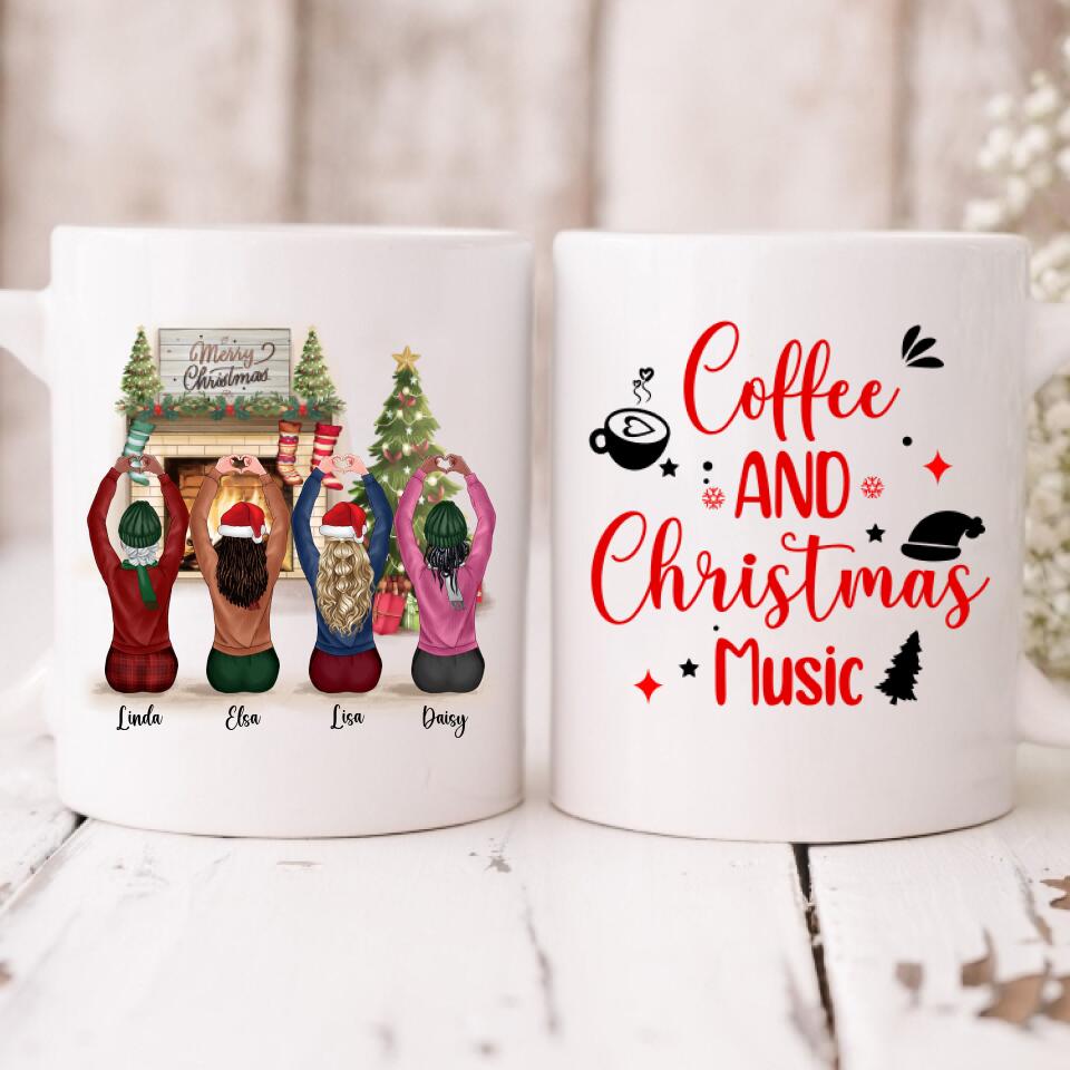 Merry Christmas Besties - " Coffee & Christmas Music " Personalized Mug - VIEN-CML-20220215-01