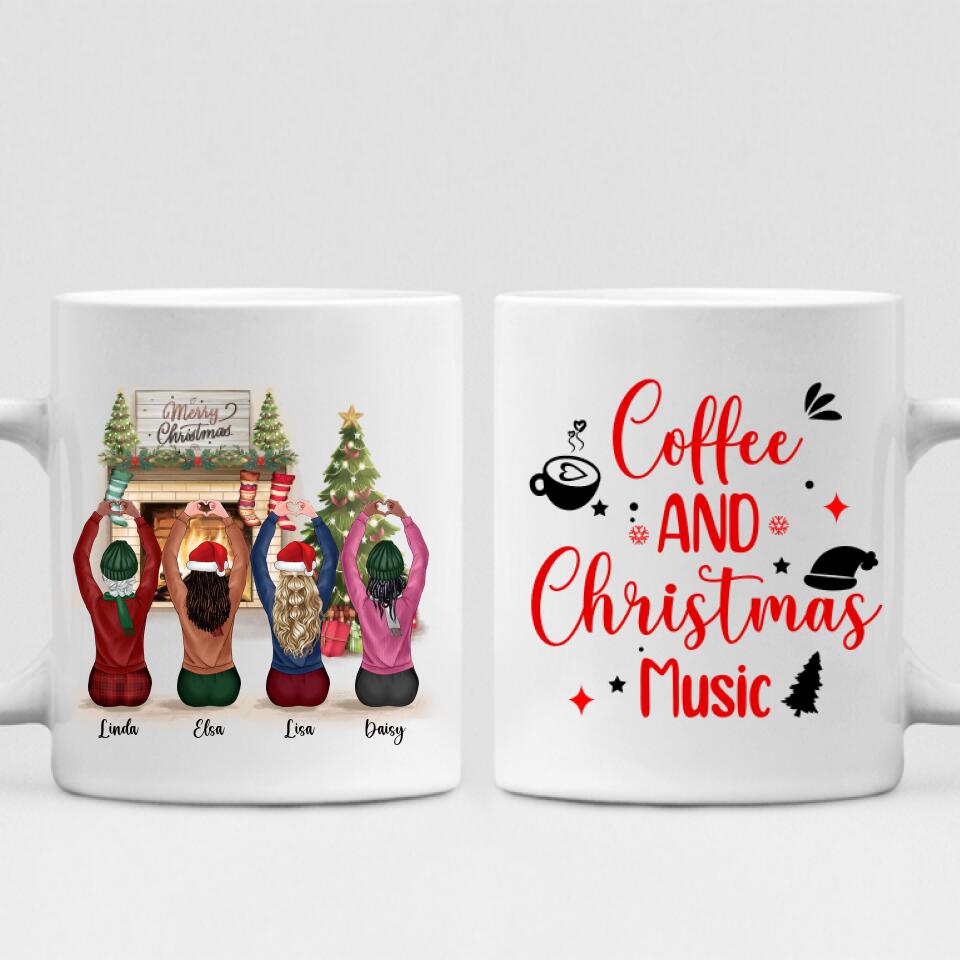 Merry Christmas Besties - " Coffee & Christmas Music " Personalized Mug - VIEN-CML-20220215-01