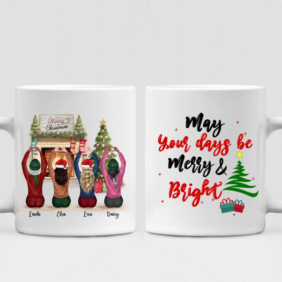 Merry Christmas Besties - " May Your Days Be Mery & Bright " Personalized Mug - VIEN-CML-20220215-01