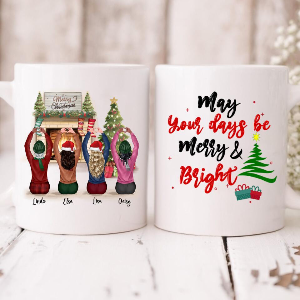 Merry Christmas Besties - " May Your Days Be Mery & Bright " Personalized Mug - VIEN-CML-20220215-01