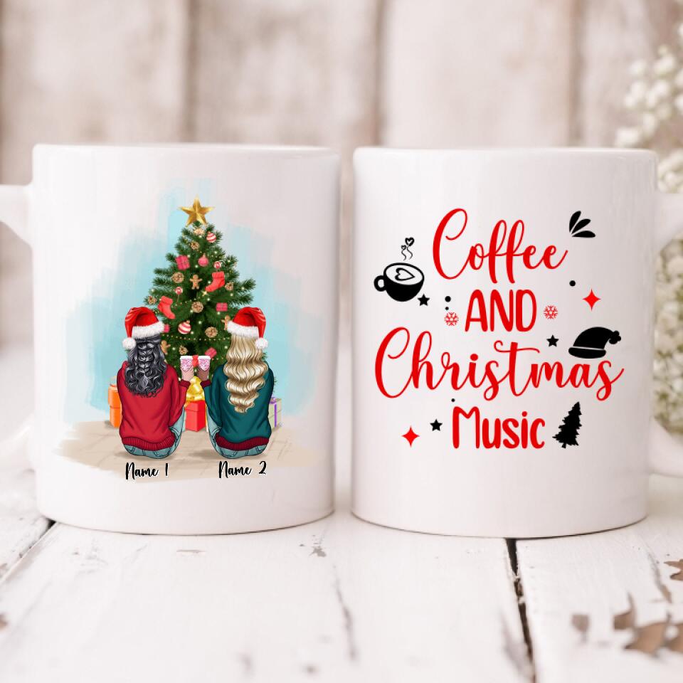 Christmas Besties - " Coffee & Christmas Music " Personalized Mug - NGUYEN-CML-20220110-02