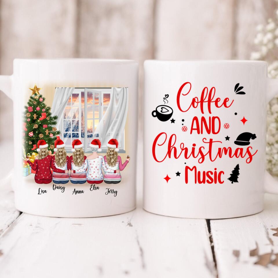 Besties Christmas Party - " Coffee & Christmas Music " Personalized Mug - VIEN-CML-20220111-03