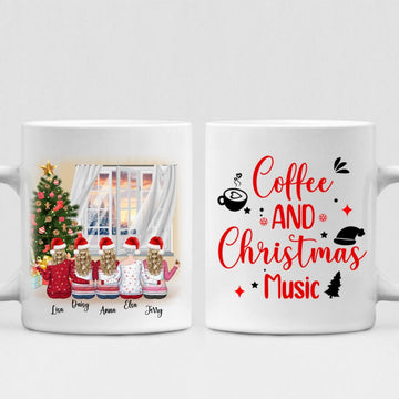 Besties Christmas Party - " Coffee & Christmas Music " Personalized Mug - VIEN-CML-20220111-03