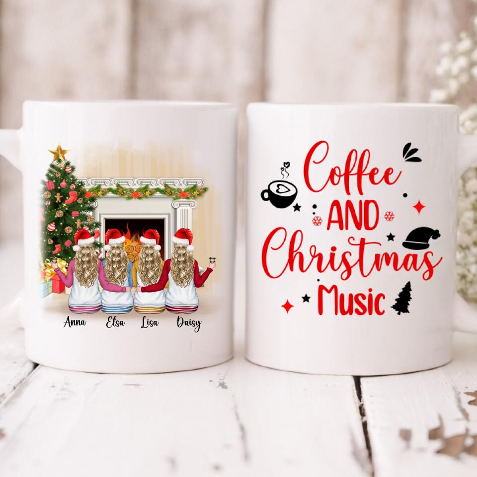 Christmas Besties - " Coffee & Christmas Music " Personalized Mug - VIEN-CML-20220112-01