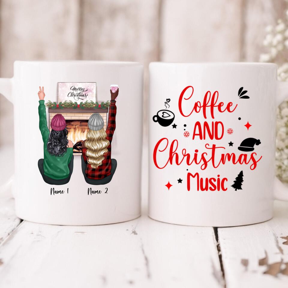 Christmas Besties - " Coffee & Christmas Music " Personalized Mug - NGUYEN-CML-20220112-04
