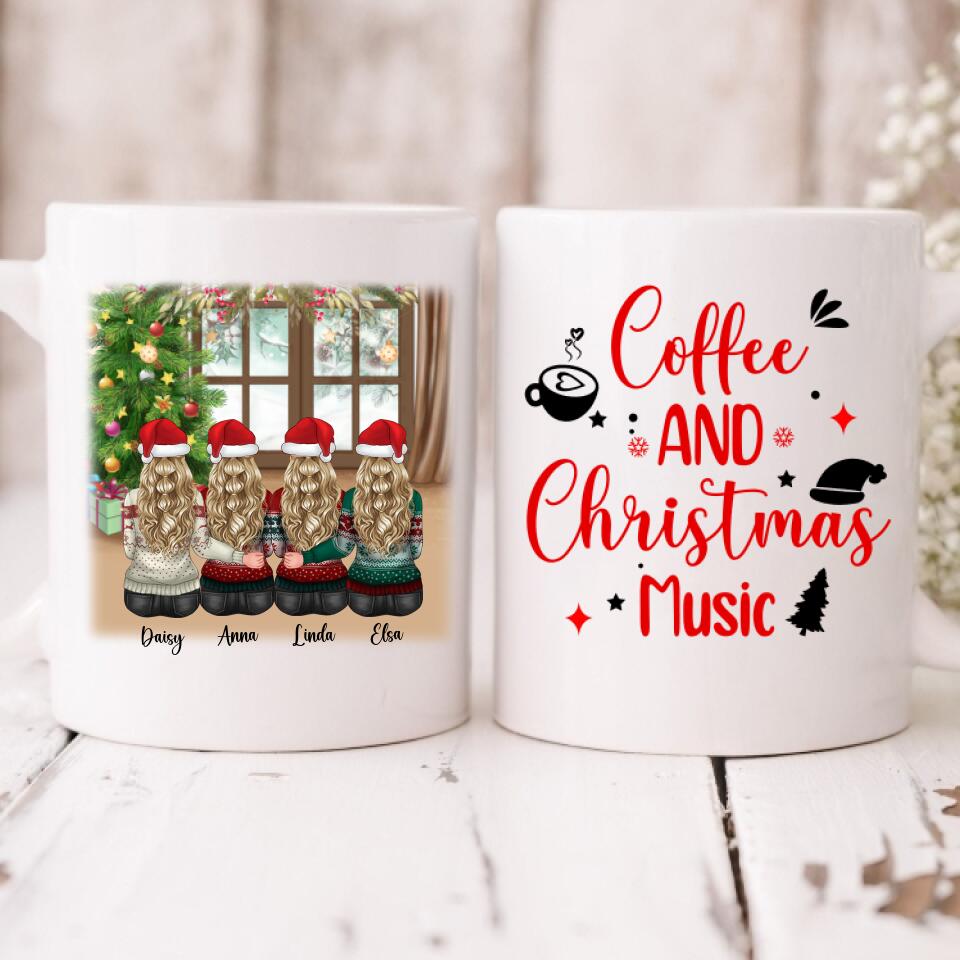 Christmas With Besties - " Coffee & Christmas Music " Personalized Mug - VIEN-CML-20220115-02