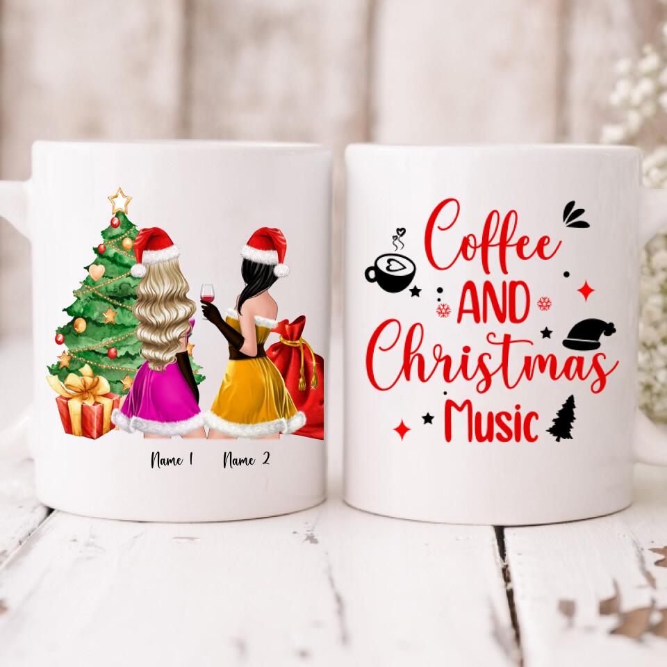 Christmas Besties - " Coffee & Christmas Music " Personalized Mug - NGUYEN-CML-20220107-01